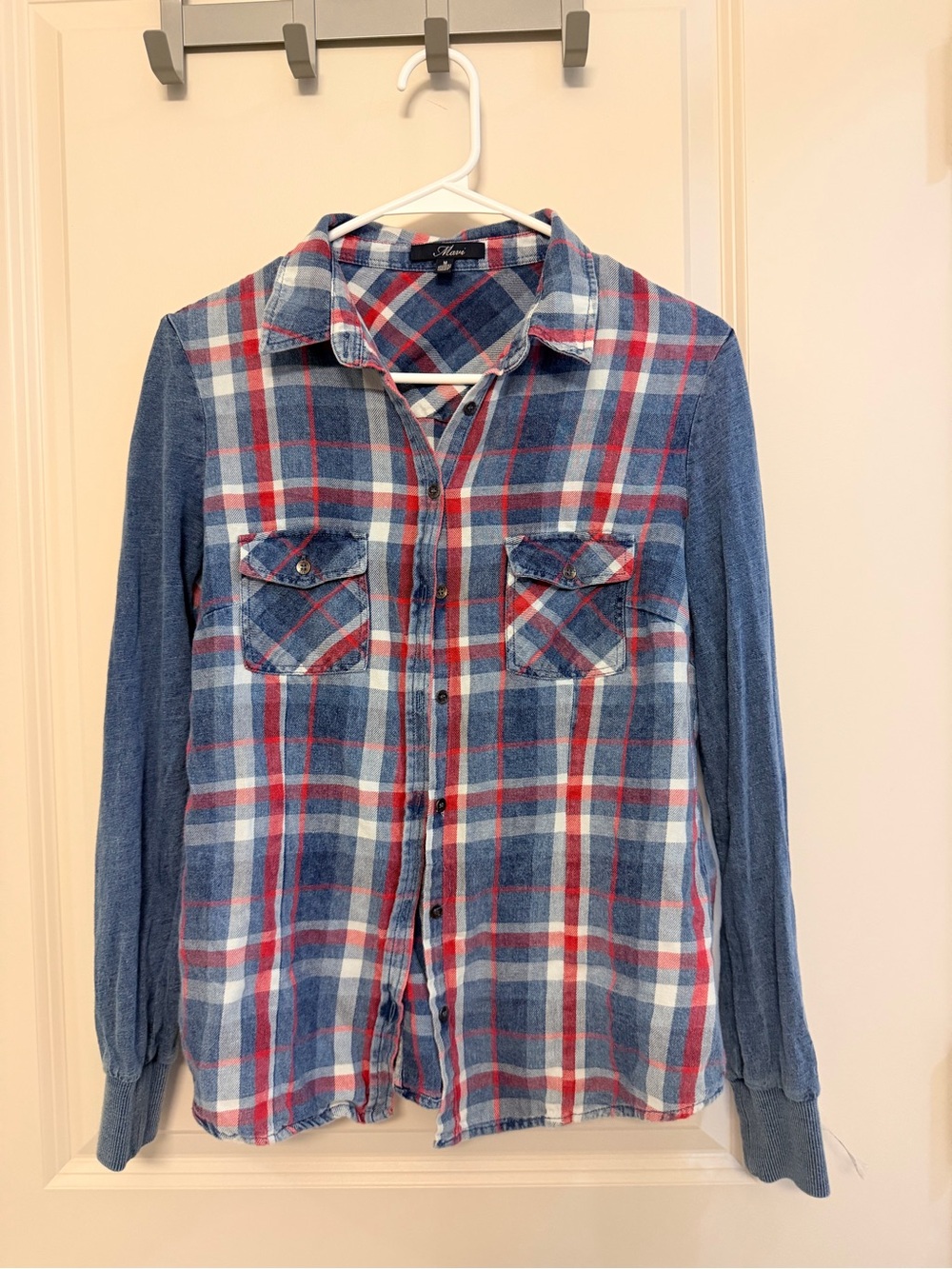 Mavi Blue and Red Plaid Button-Down Shirt